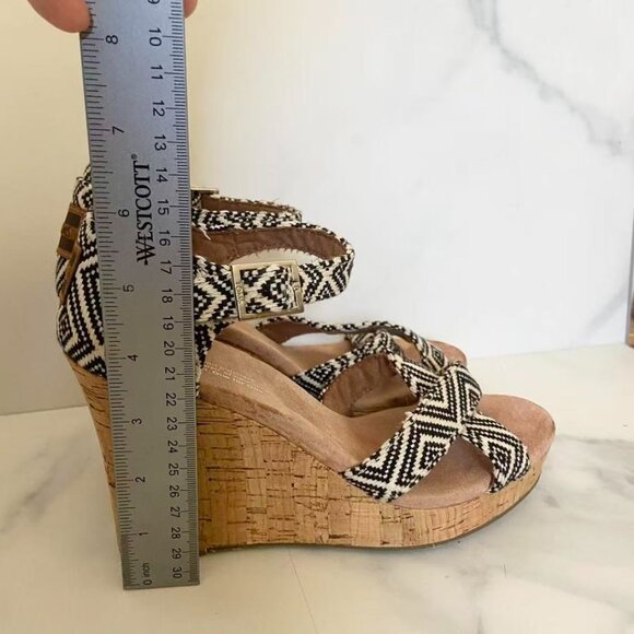 Toms Stripe Wedge Cork Platform Sandals Size 7.0 - Picture 7 of 8